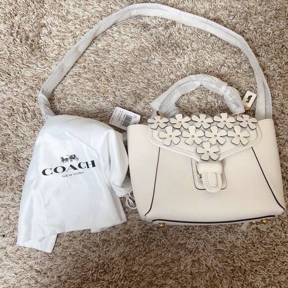 Coach Courier Carryall 23 With Floral Applique - Picture 7 of 9